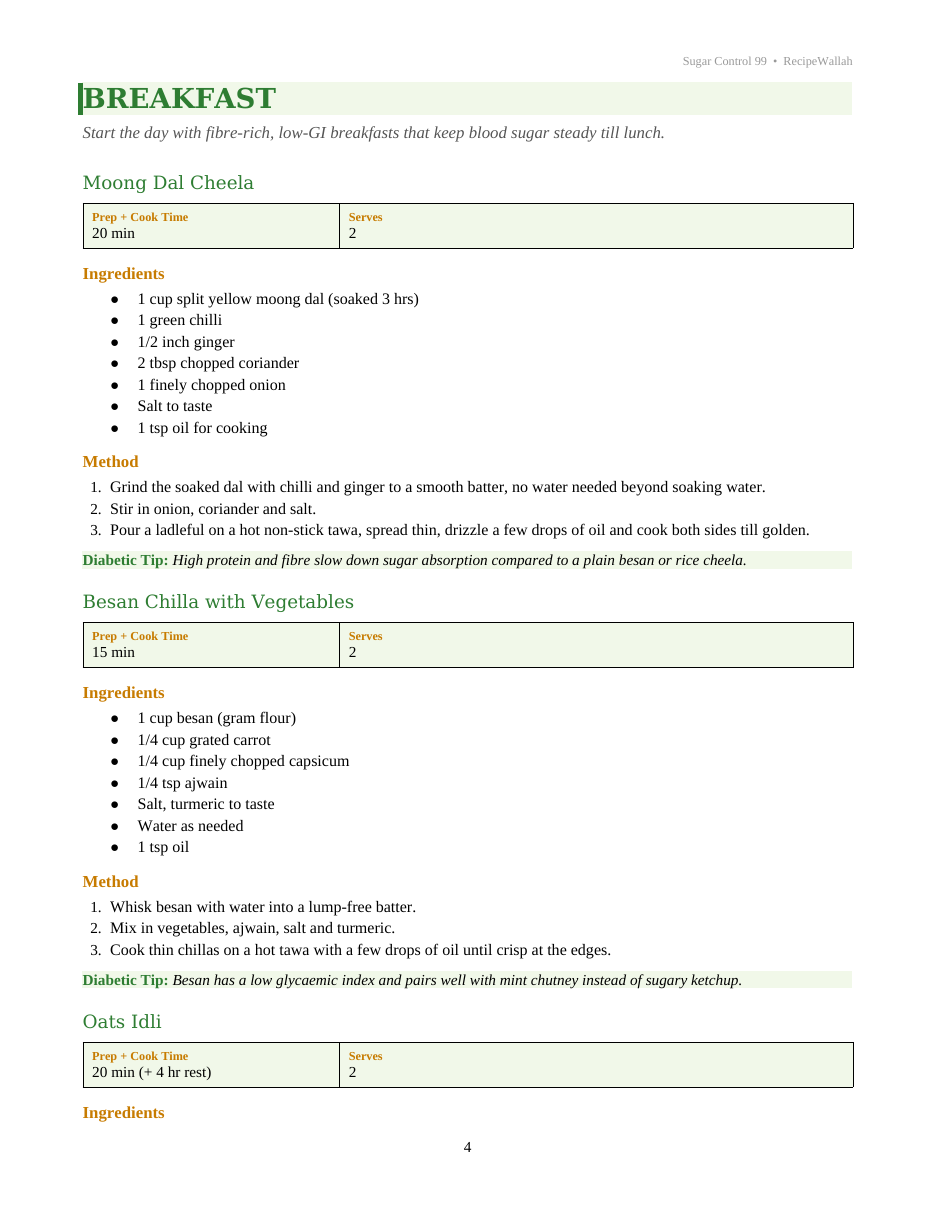 Sugar Control 99 – Diabetic-Friendly Indian Vegetarian Recipes