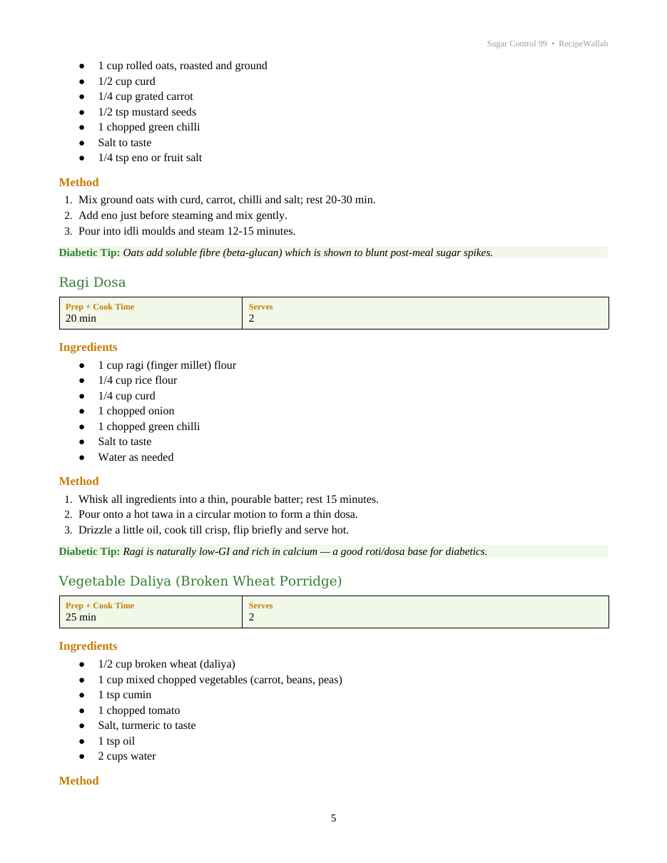 Sugar Control 99 – Diabetic-Friendly Indian Vegetarian Recipes